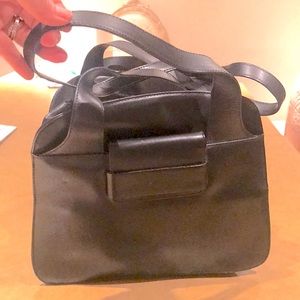 NEW Cerruti 1881 black genuine leather purse shoulder tote bag Paris Vintage
